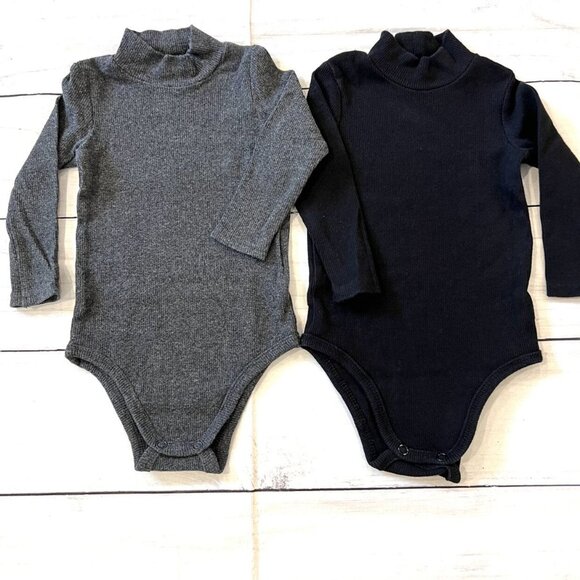 Lil Legs Bundle Of 2 Ribbed Mockneck Onesies - Picture 1 of 12